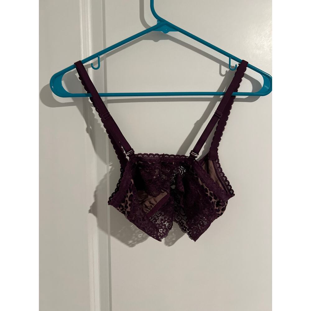 Soma Triangle Lace Trim Bralette – Size Medium – Leopard/Plum - Picture 4 of 5
